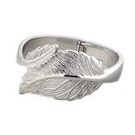 Wrap-around Silver Leaf Hinged Cuff Bracelet